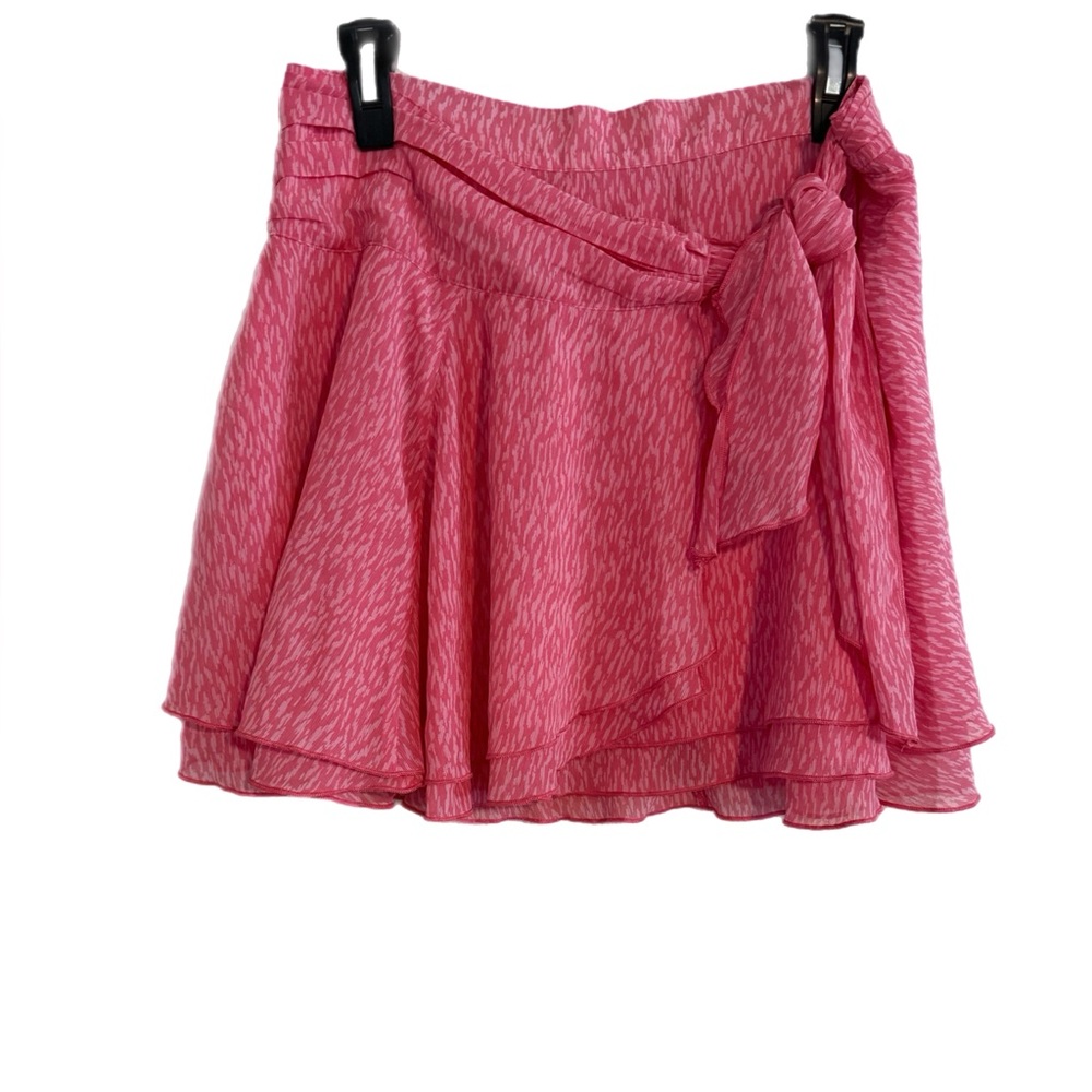 Aerie Vibrant Pink Patterned Chiffon Layered Wrap Skater Skirt
